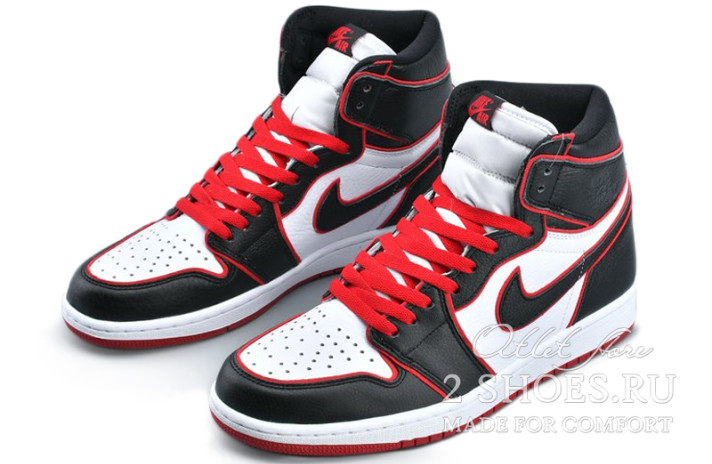 Кроссовки Nike Air Jordan 1 High Bloodline 555088-062 черные, кожаные, фото 2