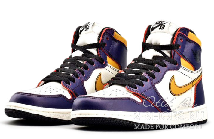 Кроссовки Nike Air Jordan 1 High Defiant Lakers to Chicago CD6578-507 белые, синие, кожаные, фото 1