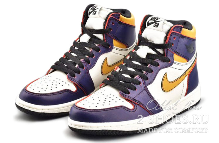 Кроссовки Nike Air Jordan 1 High Defiant Lakers to Chicago CD6578-507 белые, синие, кожаные, фото 2