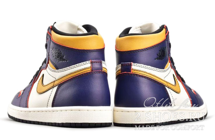 Кроссовки Nike Air Jordan 1 High Defiant Lakers to Chicago CD6578-507 белые, синие, кожаные, фото 3