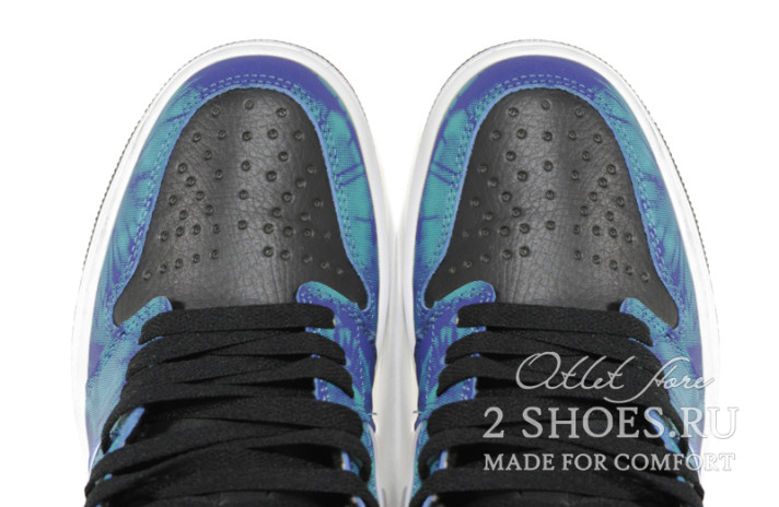 Кроссовки Nike Air Jordan 1 High Tie Dye CD0461-100 синие, кожаные, фото 4