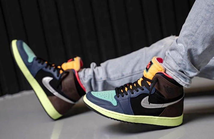 Кроссовки Nike Air Jordan 1 High Tokyo Bio Hack 555088-201 разноцветные, фото 4