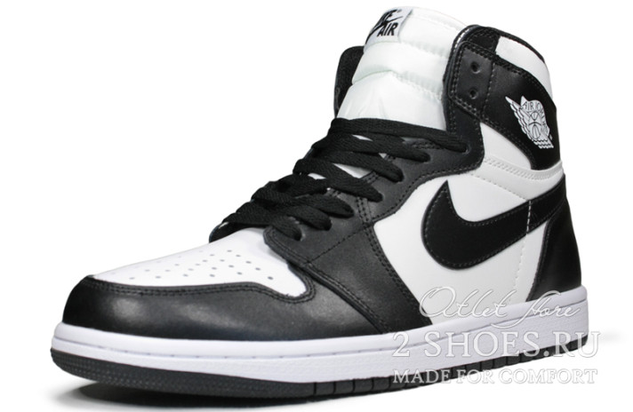 Кроссовки Nike Air Jordan 1 High Twist Black White 555088-010 белые, черные, кожаные, фото 1