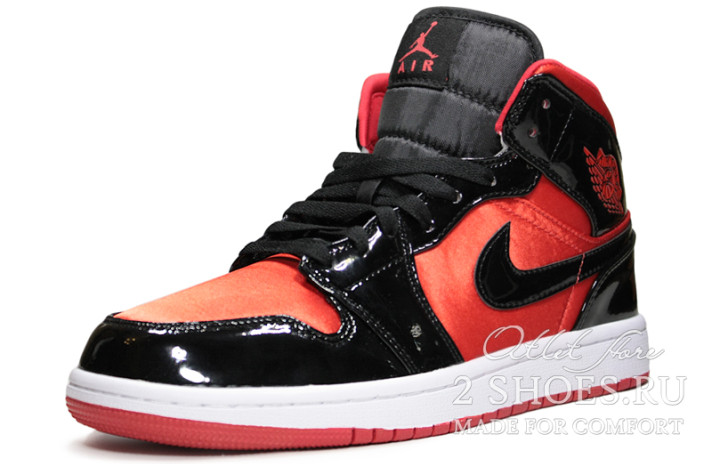 Кроссовки Nike Air Jordan 1 Mid Hot Punch Black BQ6472-600 черные, красные, фото 1