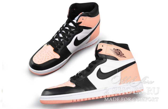 Кроссовки Nike Air Jordan 1 Mid Rust Pink White Black  черные, розовые, кожаные, фото 3