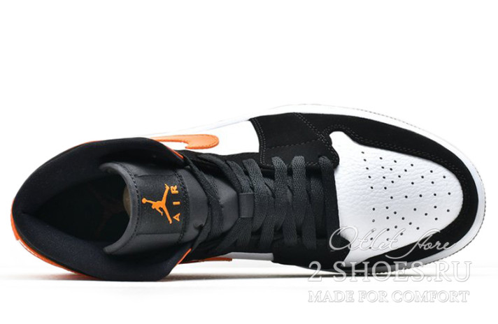 Кроссовки Nike Air Jordan 1 Mid Shattered Backboard 554725-058 белые, черные, фото 3