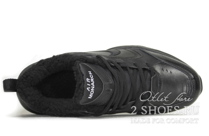 Кроссовки Nike Air Monarch 4 (IV) Winter Triple Black Leather  черные, кожаные, фото 3