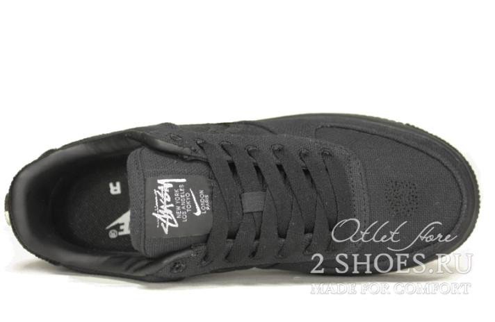 Кроссовки Nike Air Force 1 Low Stussy Black CZ9084-001 черные, фото 3