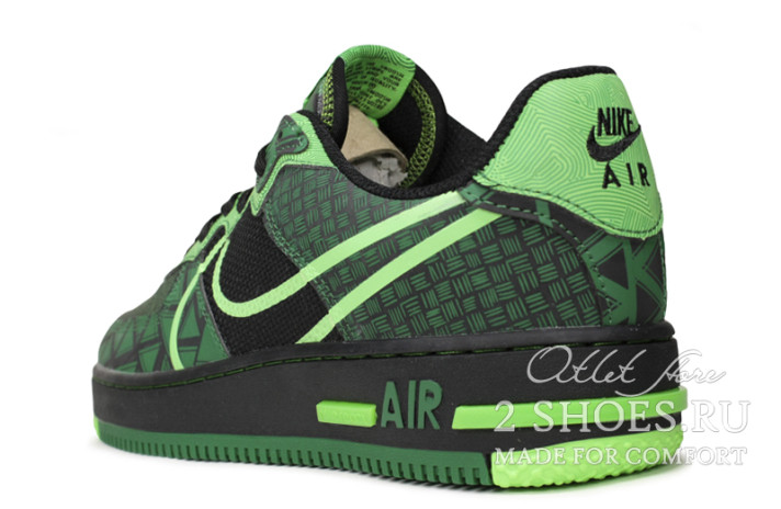 Кроссовки Nike Air Force 1 React Naija Black Green Strike CW3918-001 черные, зеленые, кожаные, фото 2
