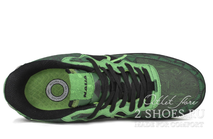 Кроссовки Nike Air Force 1 React Naija Black Green Strike CW3918-001 черные, зеленые, кожаные, фото 3