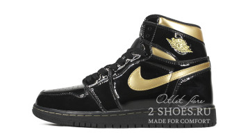 Кроссовки мужские Nike Air Jordan 1 High Black Metallic Gold