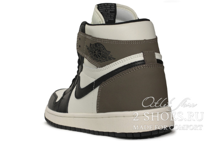 Кроссовки Nike Air Jordan 1 High Dark Mocha 555088-105 белые, черные, кожаные, фото 2