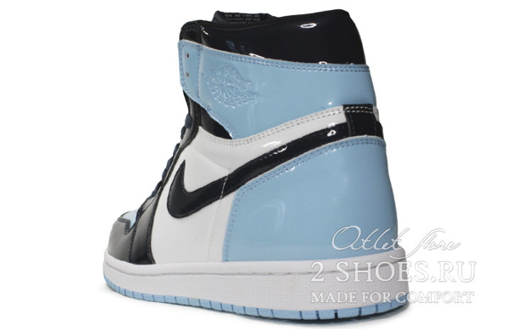 Кроссовки Nike Air Jordan 1 High UNC Patent CD0461-401 синие, кожаные, фото 2