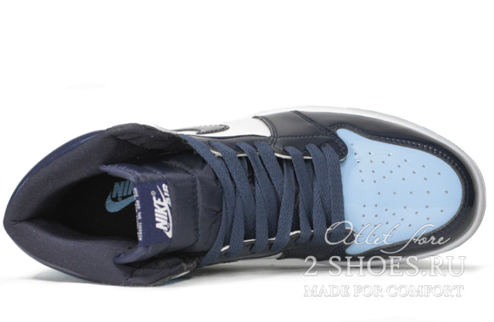 Кроссовки Nike Air Jordan 1 High UNC Patent CD0461-401 синие, кожаные, фото 3