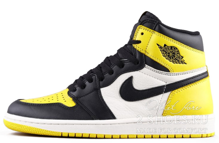 Кроссовки Nike Air Jordan 1 High Yellow Toe 852542-071 черные, желтые