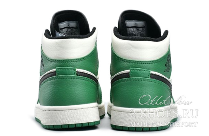 Кроссовки Nike Air Jordan 1 Mid Celtics Pine Green 852542-301 зеленые, кожаные, фото 3