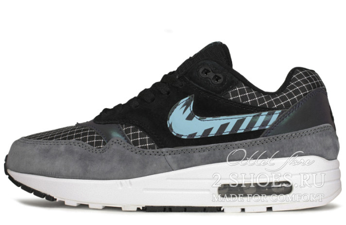 Кроссовки Nike Air Max 1 Atmos Black Grey  черные, серые