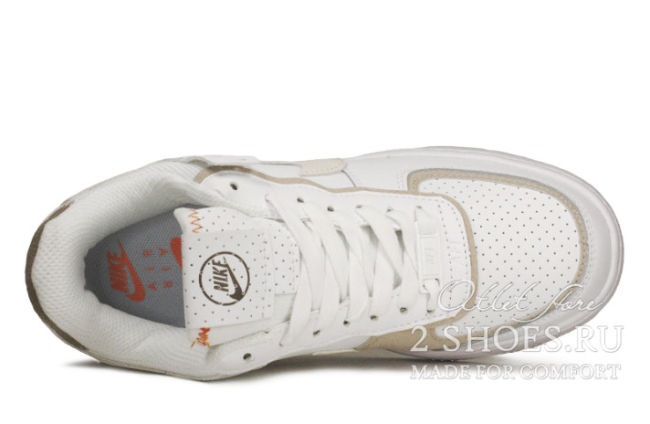 Кроссовки Nike Air Force 1 Shadow Sail White Stone Atomic CZ8107-100 белые, кожаные, фото 3