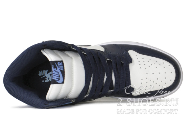 Кроссовки Nike Air Jordan 1 High Obsidian UNC 555088-140 белые, синие, кожаные, фото 3