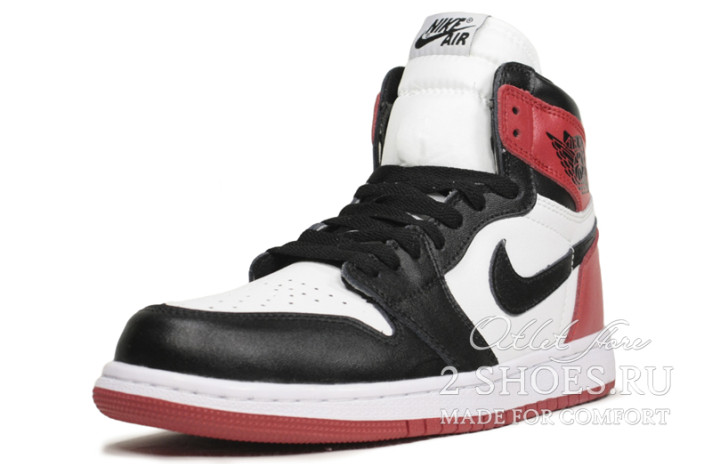 Кроссовки Nike Air Jordan 1 Mid Winter Black Toe  белые, черные, кожаные, фото 1