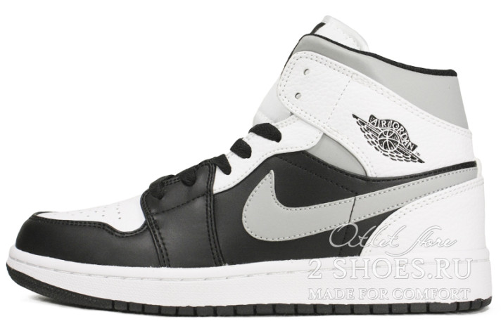Кроссовки Nike Air Jordan 1 Mid White Shadow 554724-073 белые, черные