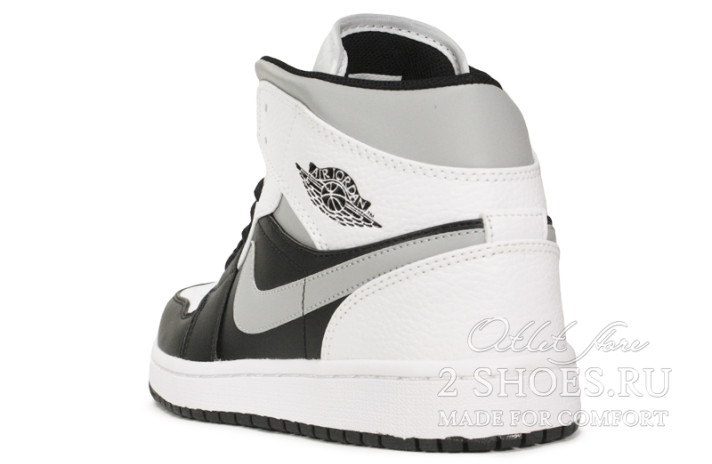 Кроссовки Nike Air Jordan 1 Mid White Shadow 554724-073 белые, черные, фото 2