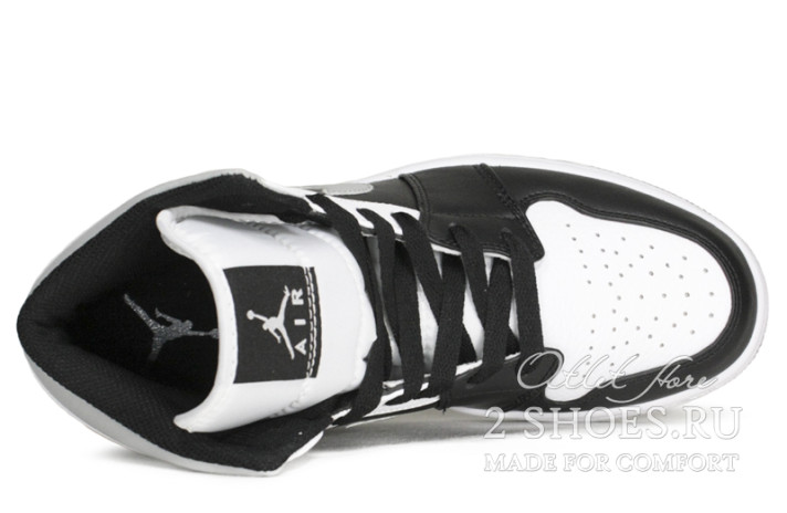Кроссовки Nike Air Jordan 1 Mid White Shadow 554724-073 белые, черные, фото 3