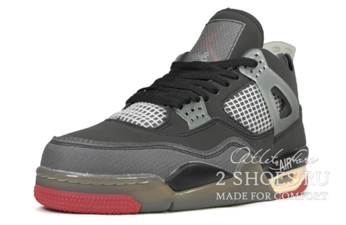 Кроссовки Nike Air Jordan 4 (IV) Off White Bred  черные, фото 1