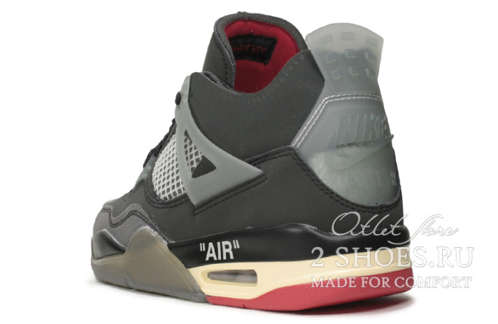 Кроссовки Nike Air Jordan 4 (IV) Off White Bred  черные, фото 2