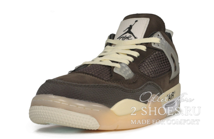 Кроссовки Nike Air Jordan 4 (IV) Off White Brown  коричневые, фото 1