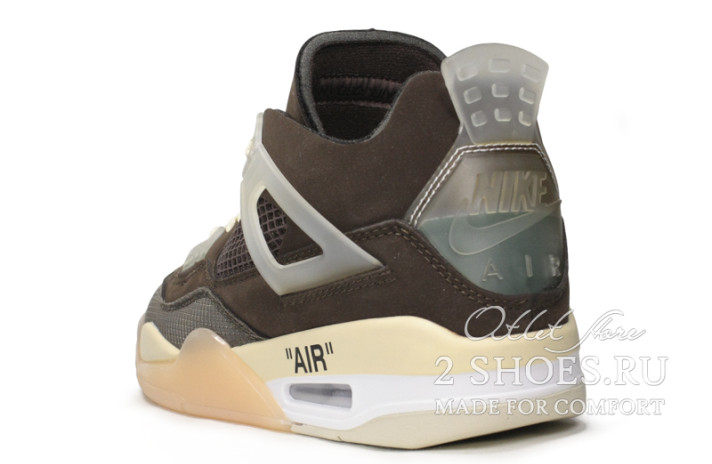 Кроссовки Nike Air Jordan 4 (IV) Off White Brown  коричневые, фото 2