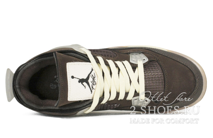 Кроссовки Nike Air Jordan 4 (IV) Off White Brown  коричневые, фото 3