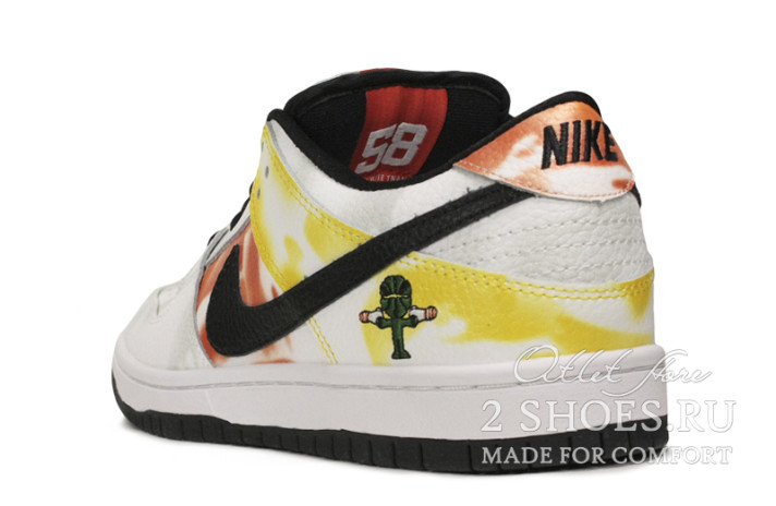 Кроссовки Nike Dunk SB Low Rayguns Tie Dye White BQ6832-101 белые, кожаные, фото 2