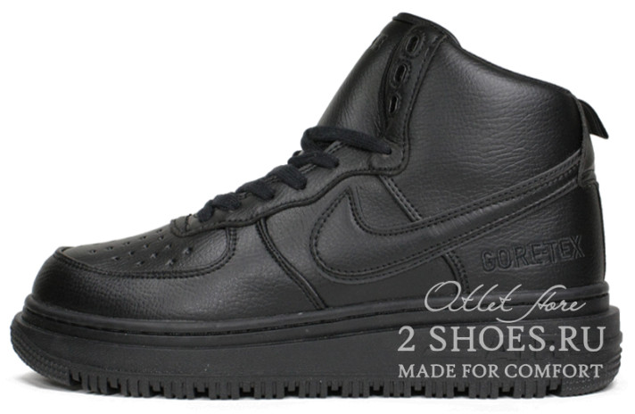 Кроссовки Nike Air Force 1 High Boot Gore-Tex Black DA0418-001 черные, кожаные, фото 1
