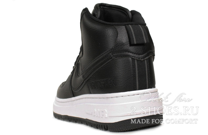 Кроссовки Nike Air Force 1 High Boot Gore-Tex Black White  черные, кожаные, фото 2