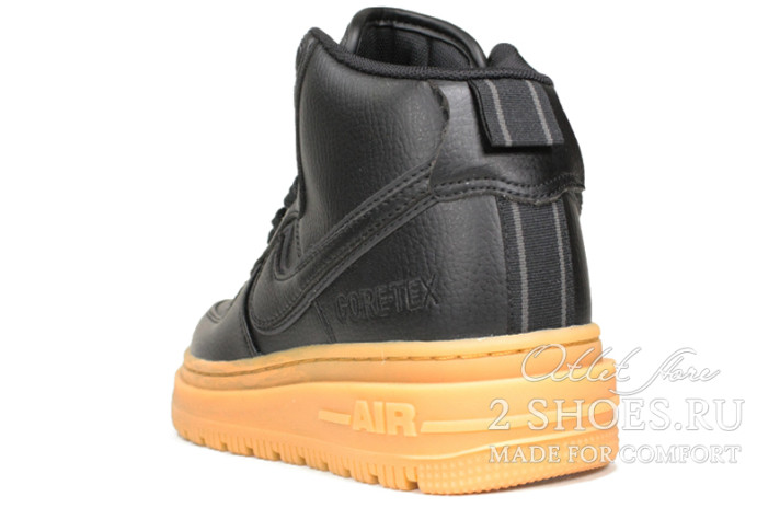 Кроссовки Nike Air Force 1 High Boot Gore-Tex Black Toffy CT2815-001 черные, кожаные, фото 2