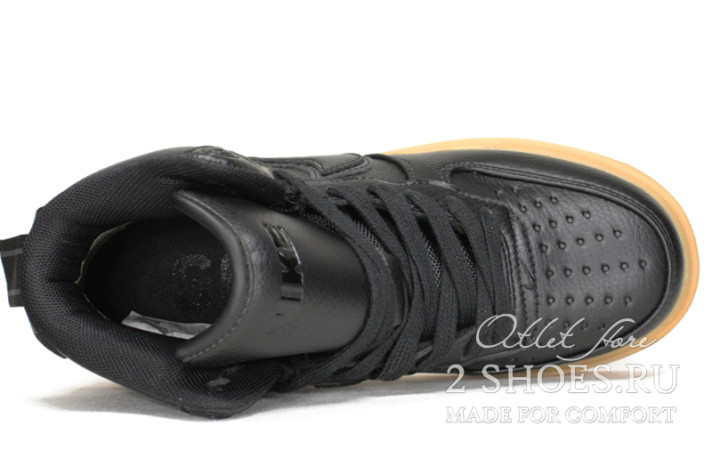 Кроссовки Nike Air Force 1 High Boot Gore-Tex Black Toffy CT2815-001 черные, кожаные, фото 3
