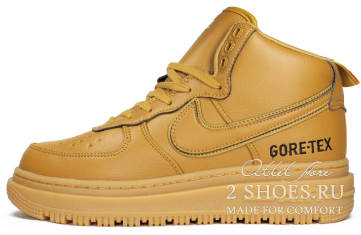 Кроссовки Nike Air Force 1 High Boot Gore-Tex Flax CT2815-200 желтые, кожаные, фото 1
