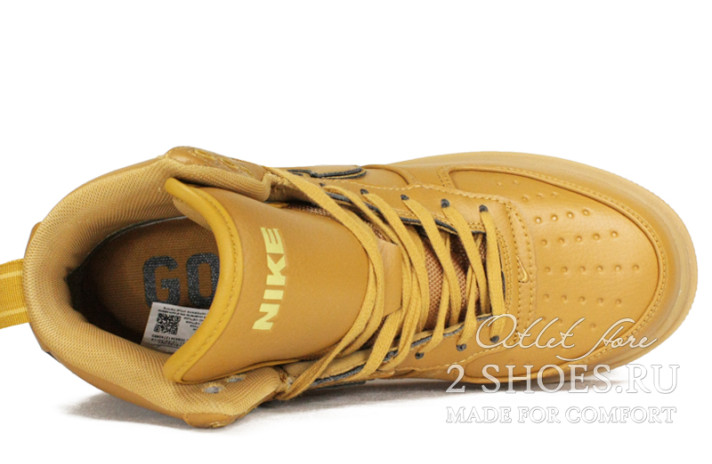 Кроссовки Nike Air Force 1 High Boot Gore-Tex Flax CT2815-200 желтые, кожаные, фото 3