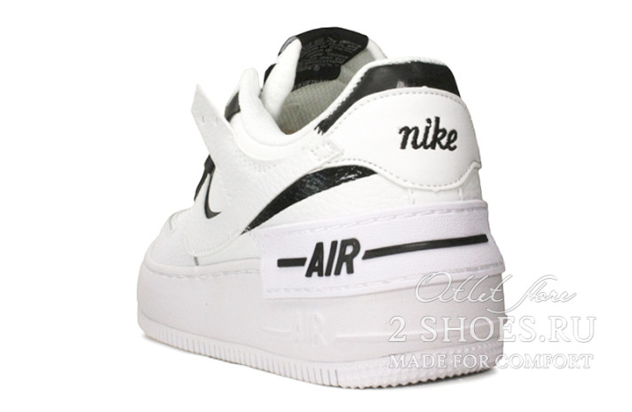 Кроссовки Nike Air Force 1 Shadow White Black  белые, кожаные, фото 2