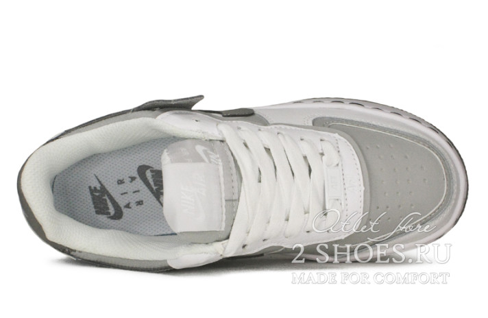 Кроссовки Nike Air Force 1 Shadow White Grey CK6561-100 белые, серые, кожаные, фото 3