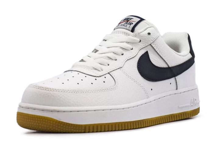 Кроссовки Nike Air Force 1 Low White Black Gum  белые, кожаные, фото 1