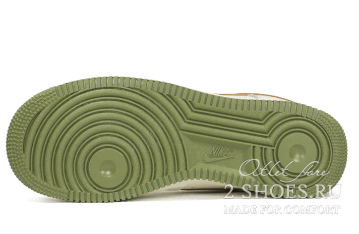 Кроссовки Nike Air Force 1 Low White Brown Green  белые, кожаные, фото 4