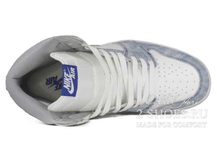 Кроссовки Nike Air Jordan 1 High Hyper Royal Smoke Grey 555088-402 голубые, фото 3