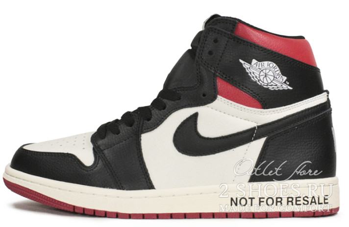 Кроссовки Nike Air Jordan 1 High Not for Resale Varsity Red 861428-106 белые, черные, кожаные, фото 1