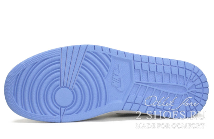 Кроссовки Nike Air Jordan 1 High Winter White University Blue Black  белые, синие, кожаные, фото 3