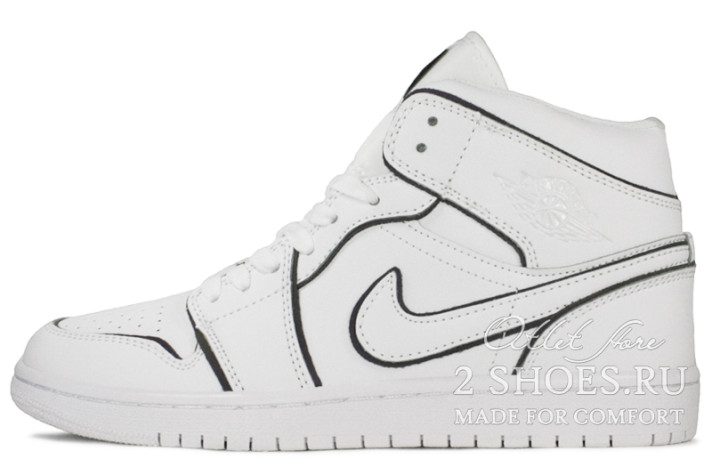 Кроссовки Nike Air Jordan 1 Mid Iridescent Reflective White CK6587-100 белые, кожаные