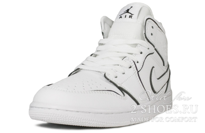 Кроссовки Nike Air Jordan 1 Mid Iridescent Reflective White CK6587-100 белые, кожаные, фото 1