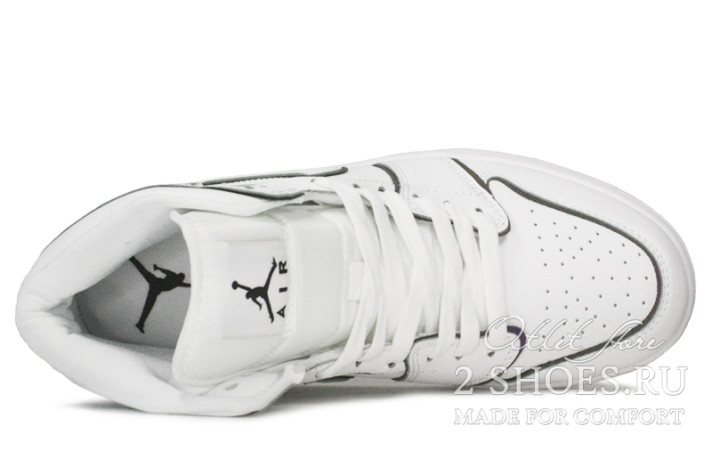Кроссовки Nike Air Jordan 1 Mid Iridescent Reflective White CK6587-100 белые, кожаные, фото 3