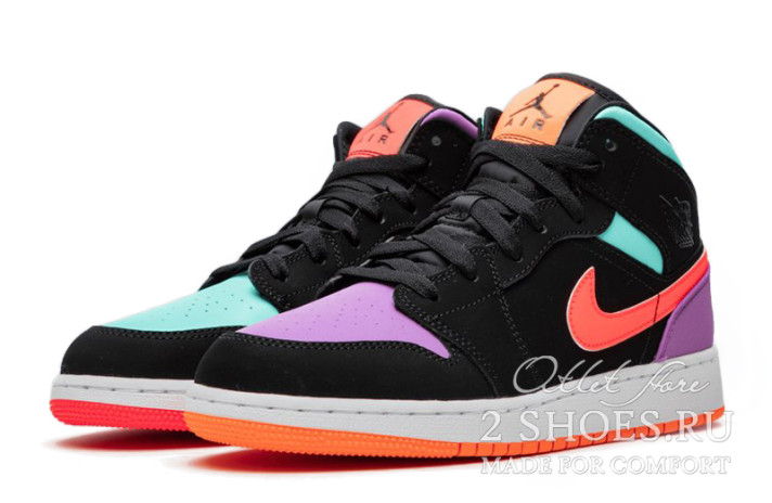 Кроссовки Nike Air Jordan 1 Mid Multi Color 554725-083 разноцветные, фото 1